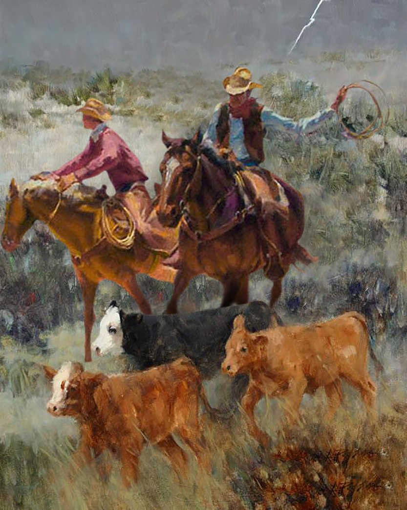 vaqueros occidentales originales Pintura al óleo